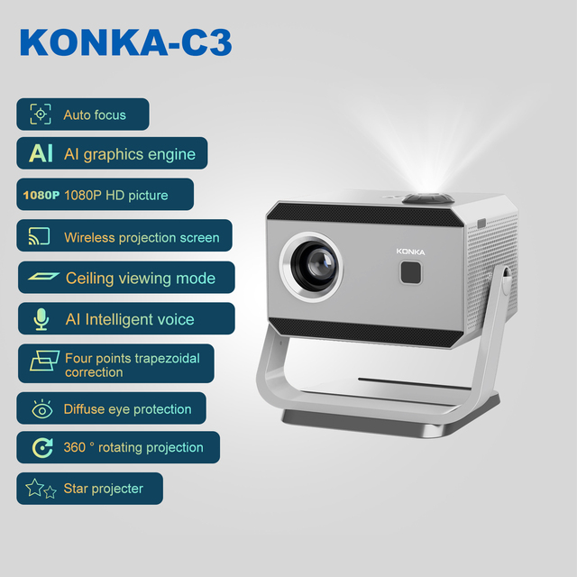 New Arrival Konka C3 Galaxy Star Projector 5G ultra HD Projector for Home Theater