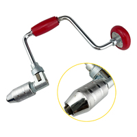 Taladro manual de arco de 12 pulgadas con mandril angular y mango de madera rojo para muebles, gabinetes, carpintería y herramientas de reparación DIY