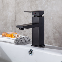 Laiton eau froide et chaude mélange carré noir bassin monotrou cuivre cuisson vernis Art bassin robinet