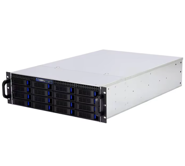 3U ATX Rackmount Server Chassis with 16 Hot Swap Bays Industrial PC Case 3*12038 Fans Side Panel Window