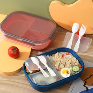 Portable School & Office Bento Lunch <b>Box</b> for Kids for Picnics & Meal Prep Includes Spoon & Fork Plastic Food Container - Product Image 1