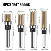 Mata Bor Tungsten Carbide 6mm dan 1/4 inci, Shank Bulat, 3-Flute, Bearing End Mill, untuk Pembuatan Alur, Pemangkasan, dan Pembuatan Slot