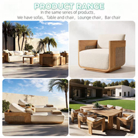 Ensemble de table et de chaises en teck d'extérieur moderne, imperméable, résistant aux UV, ensemble de table à manger pour villa, parc, cour, mobilier de jardin pour hôtel, patio