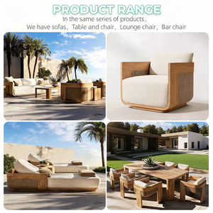 Ensemble <span class=keywords><strong>de</strong></span> table et <span class=keywords><strong>de</strong></span> chaises en teck d'extérieur moderne, imperméable, résistant aux UV, ensemble <span class=keywords><strong>de</strong></span> table à manger pour villa, parc, cour, mobilier <span class=keywords><strong>de</strong></span> <span class=keywords><strong>jardin</strong></span> pour hôtel, patio - Product Image 6