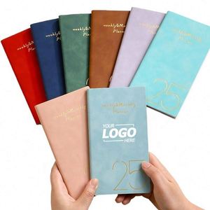 Custom 2025 Planner: PU Leather Hardback Academic Planner with Weekly, Daily, and Monthly Schedules, Blue <b>Notebook</b> - Product Image 1