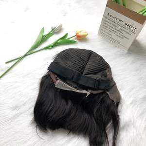 Perruque Frontale 13*4 <span class=keywords><strong>Bob</strong></span> sans Colle Pré-épilée Cheveux Indiens Vierge Remy Lisses avec Baby Hair Transparents Taille de Bonnet Réglable en Gros - Product Image 6