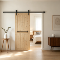 Pintu Geser Gaya H-Frame dari Kayu Pinus Solid, Desain Minimalis Tanpa Finishing untuk Kamar Tidur & Vila, Perakitan DIY, Perlengkapan Tidak Termasuk