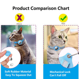 Kerah hewan peliharaan kucing bergaris Modern dapat diatur dengan Strip reflektif gesper terpisah dan bel pemegang Airtag untuk perjalanan yang aman - Product Image 3