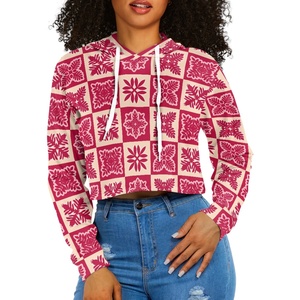 <span class=keywords><strong>Felpa</strong></span> con l'ombelico di alta qualità stampata su richiesta per donne <span class=keywords><strong>felpa</strong></span> Casual con cappuccio in tessuto hawaiano su misura - Product Image 3