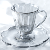 Vente en gros usine – Tasse à thé en verre vintage personnalisée pour la maison, design créatif, mini tasse à café/thé en verre mignonne avec soucoupe