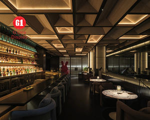 Comptoir de bar moderne esthétique personnalisé, vitrine en bois, bar de restaurant musical avec diodes électroluminescentes - Product Image 6