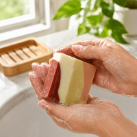 Sabun Minyak Vegan Alami 100% Buatan Tangan dengan Proses Dingin Aroma Mawar untuk Membersihkan Tubuh dan Mandi