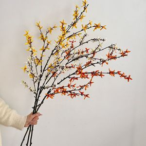 Flor Artificial de Forsythia de Seda, Amarilla, Blanca y Naranja, Rama Individual, Alta Simulación, Decorativa para el Hogar, Sala de Estar, Mesa - Product Image 2