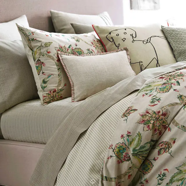 Pastel Floral linen vải linen in vải Floral bedding Set sử dụng Rayon/linen vải
