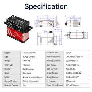 Servomoteur numérique sans balais Feetech FT870BL 7.4V 70kg étanche IP65 à engrenages en titane pour robot industriel, voiture RC, <span class=keywords><strong>bateau</strong></span>, bricolage et fabrication DIY - Product Image 4