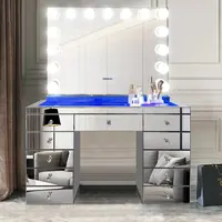 Tocador con espejo de cristal para maquillaje, tocador con diseño moderno, 3D, hollywood, nuevo, 2022