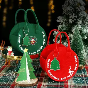 라운드 크리스마스 과일 상자 창조적 인 사탕 귀여운 휴대용 펠트 가방