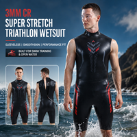 Combinaison de natation en eau libre 3 mm sans manches pour homme, néoprène lisse, combinaison de triathlon