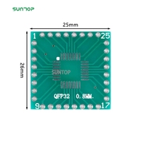 Placa de Prueba IC SUNTOP OEM/ODM SMD a DIP32, Adaptador de Zócalo TQFP32 con Paso de 0.8mm para PCB