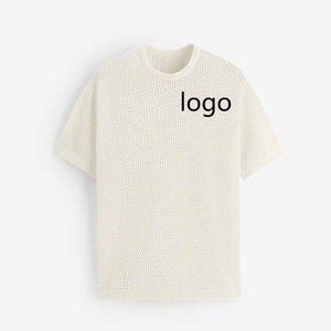 Pull-over d'été pour homme en coton 100% uni, surdimensionné, respirant, à col court, avec logo personnalisé, tendance et formel - Product Image 6