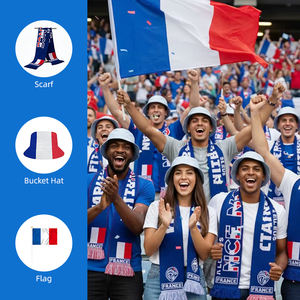 Pañuelos de Apoyo al Fútbol Francés con Diseño OEM, Gorro con Bandera, Pañuelos Personalizados para Fanáticos de Equipos Deportivos, para Adultos y Niños - Product Image 1