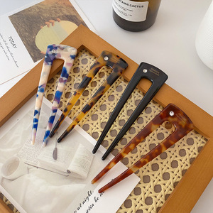 Épingle à <span class=keywords><strong>cheveux</strong></span> rétro haut de gamme personnalisée en forme de U en acétate avec <span class=keywords><strong>strass</strong></span> élégants pour femmes, bâtonnets à <span class=keywords><strong>cheveux</strong></span> de mode pour mariage - Product Image 4