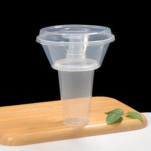 Vaso Combinado 2 en 1 Viral <span class=keywords><strong>para</strong></span> Redes Sociales con Tazón Superior en Forma de Embudo, Vaso de Plástico Duro PP <span class=keywords><strong>para</strong></span> Comida Callejera y Boba - Product Image 4