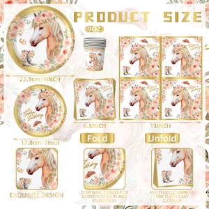 Servilletas y Mantel Desechables de Alta Calidad con Diseño Floral de Primavera, Tema Mustang, para Fiestas - Product Image 3