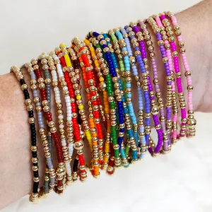 Go2boho Colorful Dainty Summer Jewelry Wholesale Fine Glass Beaded Fashion Women Bracelets For Date Party Gifts
