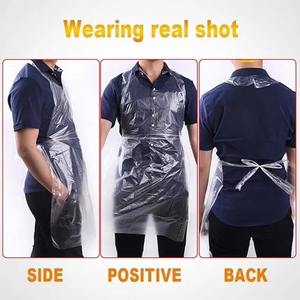 Tablier jetable en PEHD imperméable et résistant à l'huile pour adultes et personnes âgées, transparent, allongé, sans manches, pour peinture, nettoyage, barbecue - Product Image 2