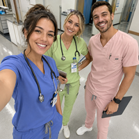NIAAHINN Ensemble de Blouse Médicale Unisexe Col en V Extensible Multi-Poches Uniforme d'Infirmière Pantalon à Cordon Logo Personnalisé Fabricant Grossiste