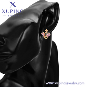 Boucles d'oreilles en or plaqué or 18k, bijoux xuping, Vintage, élégant, couronne, reine, Style roi, diamant rose, S00157412 - Product Image 5
