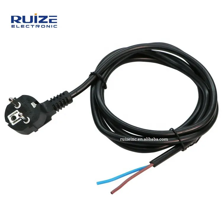 Eu Pc 3 Pin Plug Connector Cable Wire Supply Cord Plug Laptop Ac Power Cord Stripped End
