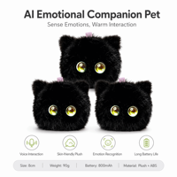 Offre en gros Compagnon émotionnel IA en peluche noire avec interaction vocale et reconnaissance d'émotions, animal de compagnie de bureau