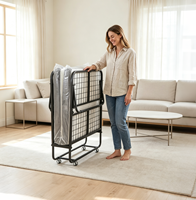 Lit pliant gain de place avec cadre en fer, lit d'appoint portable, usage hôtelier et commercial, design moderne et simple, écologique, durable, pour chambre à coucher
