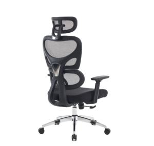 เก้าอี้สำนักงานประชุมหลังสูงสีดำตามหลักสรีรศาสตร์พร้อมพนักพิงศีรษะที่สะดวกสบายผ้าตาข่ายและที่นั่งหมุนโลหะสำหรับใช้ในคอมพิวเตอร์ - Product Image 5