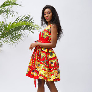 <span class=keywords><strong>Robe</strong></span> sans manches longueur genou en tissu de coton ciré de haute qualité pour femmes - Product Image 6