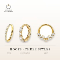 Anting-anting stud labret titanium Getta G23 dengan zircon, setting cakar, tindik tulang rawan, lapis emas, unisex, untuk pernikahan dan pertunangan.