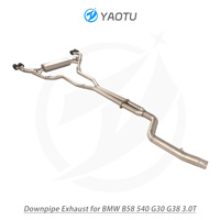 YT Stainless Steel bagian tengah belakang dengan Dual-Side Quad keluar untuk BMW B58 540 G30 G38 3.0T