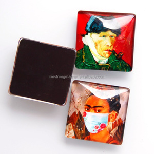 하이 퀄리티 컷섬 <span class=keywords><strong>3D</strong></span> 돔형 오프셋 인쇄 아트 사진 사각형 사각형 사각형 둥근 심장 모양 유리 크리스탈 냉장고 자석 - Product Image 1