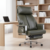Chaise de bureau de direction de luxe de haute qualité, design moderne, en cuir véritable, pivotante, réglable en hauteur, chromée