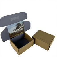 Emballage en carton cosmétique en papier laminé imprimé quadrichromie recyclable en carton ondulé noir avec impression de logo personnalisé