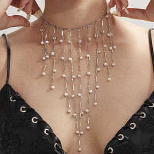 Collana con ciondolo a forma di ruota panoramica e tesoro naturale d'acqua dolce, stile europeo e americano esagerato, catena multistrato in acciaio inossidabile - Product Image 4