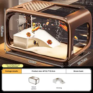 حوض أسماك فاخر شفاف مستطيل الشكل للاستخدام المنزلي، مع إطلالة بانورامية 360 درجة، سهل التنظيف، مناسب لتزيين غرفة المعيشة، حوض بيئي - Product Image 6