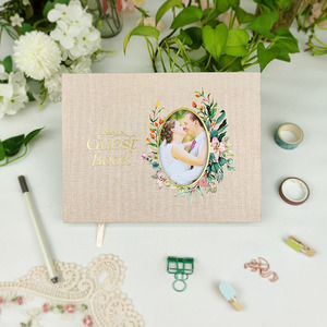 Buku Tamu Pernikahan Modern dengan Sampul Linen Kustom, untuk Resepsi, Pesta Pertunangan, Bridal Shower, Tanda Tangan, Kenang-kenangan, Jurnal - Product Image 5