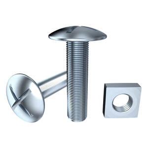 Pernos-Cabezal de sartén ranurada cruzada, <span class=keywords><strong>Perno</strong></span> de techo galvanizado Chapado en Zinc con tuerca cuadrada - Product Image 1