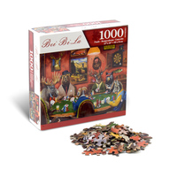 Puzzle en papier personnalisé Global Bridge, 1000 pièces, motifs animaux amusants, peinture poker, vente en gros, jouet puzzle pour adultes