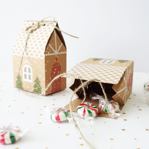 Boîtes à biscuits de Noël de cadeau de Noël, boîte de friandises de fête mignonne de <span class=keywords><strong>maison</strong></span>, boîte de papier d'emballage de cadeau de macarons/chocolat/bonbons - Product Image 3