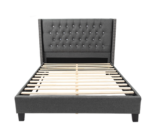 Modern Adjustable <b>Convertible</b> Luxurious Soft Queen <b>Bed</b> in Blue Gray - Product Image 4