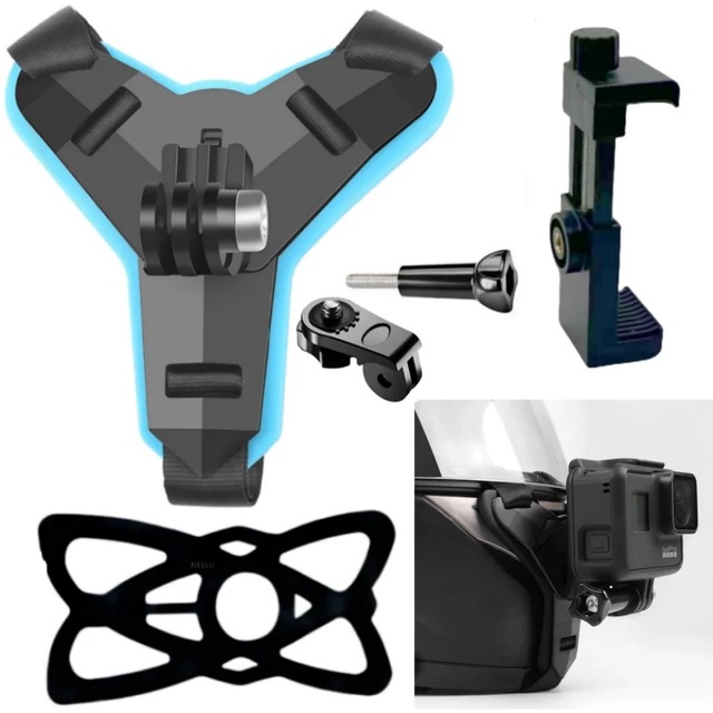 Cheap Wholesale Action Camera Phone Motorcycle Cycling Helmet Chin Strap Mount Holder With Phone Clip for GoPro 12 11 10 9